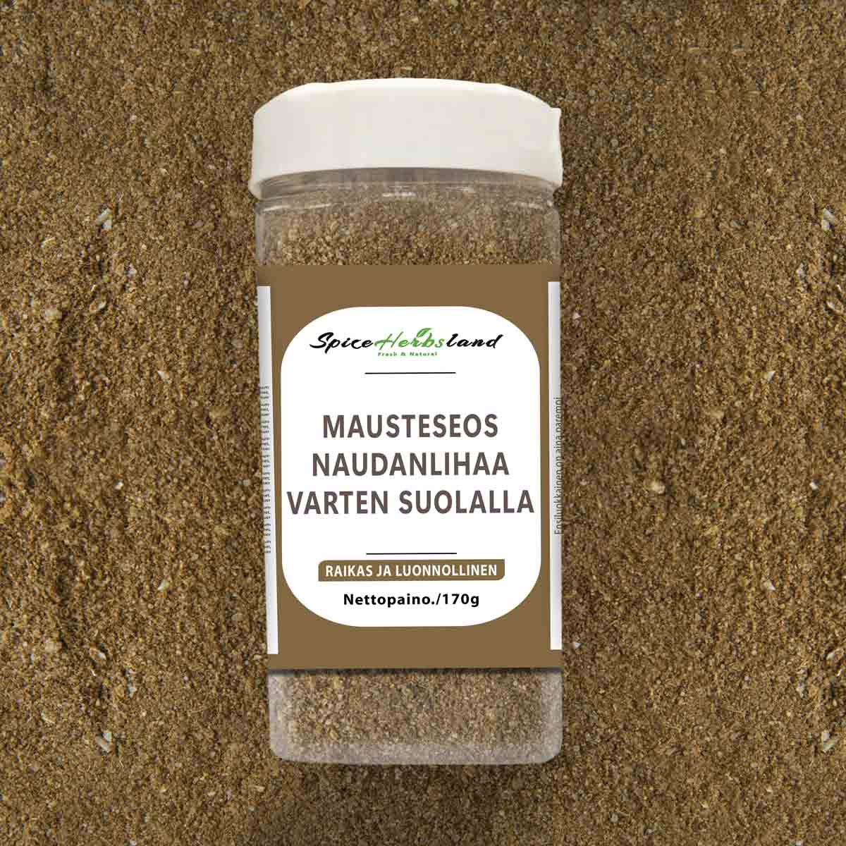 Mausteseos naudanlihaa varten suolalla