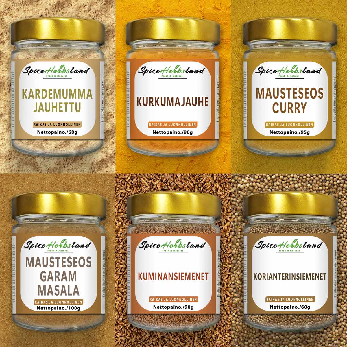 Intialainen maustepakkaus - 6 kappaletta