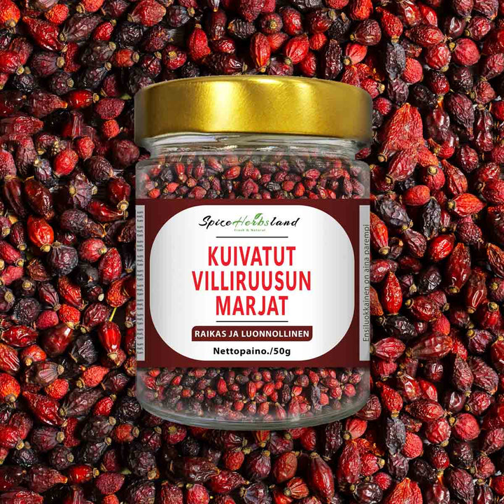 Kuivatut villiruusun marjat
