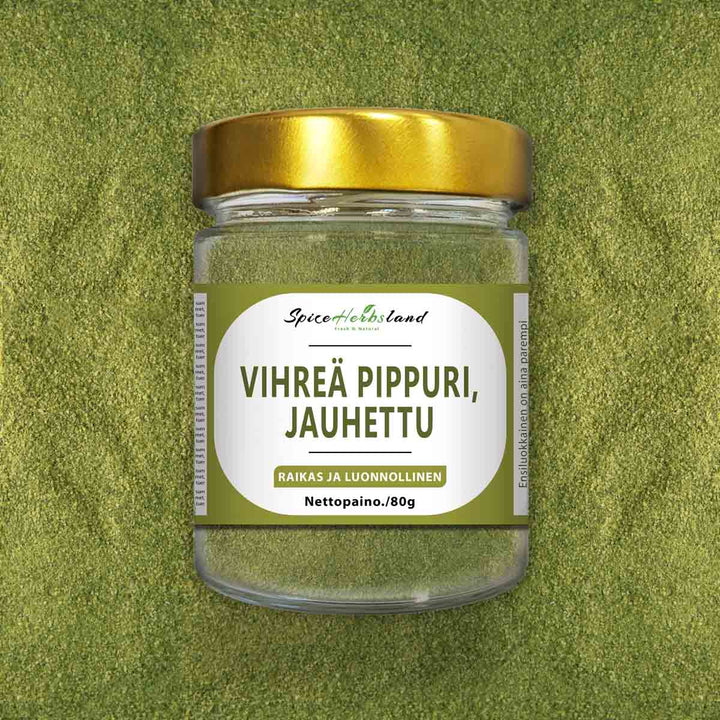 Vihreä pippuri, jauhettu