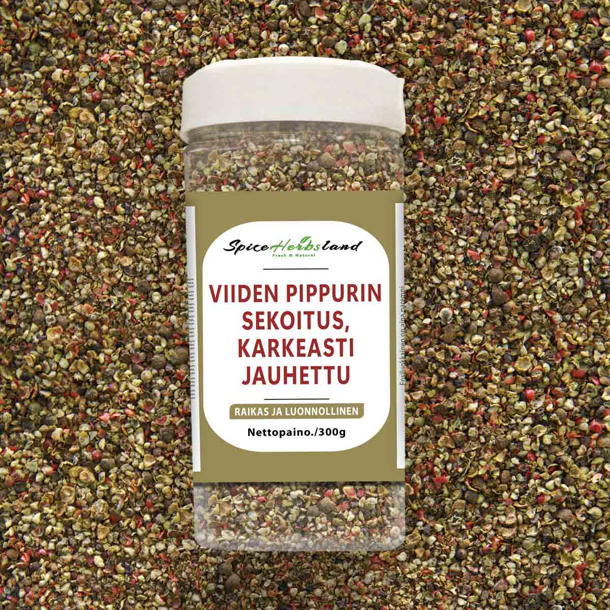 Viiden pippurin sekoitus, karkeasti jauhettu